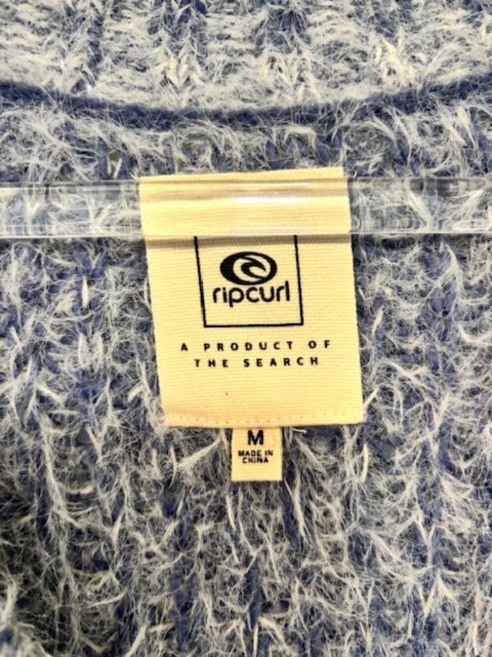 Rip Curl Blue White Marled Fuzzy Oversized Button Front Sweater Women's Size M - Picture 8 of 8